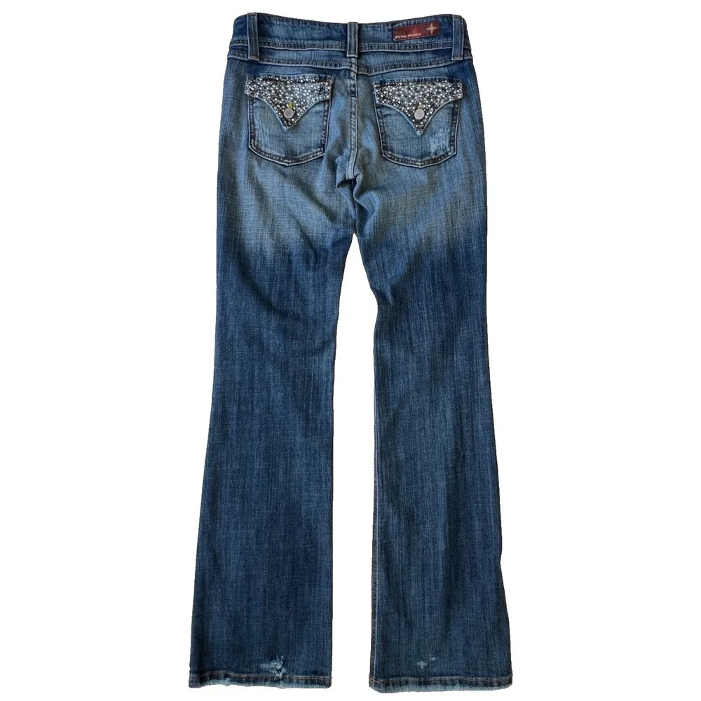 Flare Jeans  Flying Monkey Womens 7 Embellished Y2K Stretch Denim USA Vintage